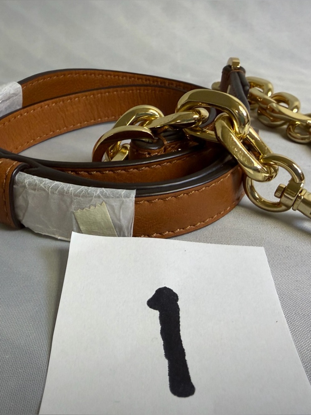 Michael Kors Leather  Shoulder Strap with Gold Chain - Picture 2 of 6